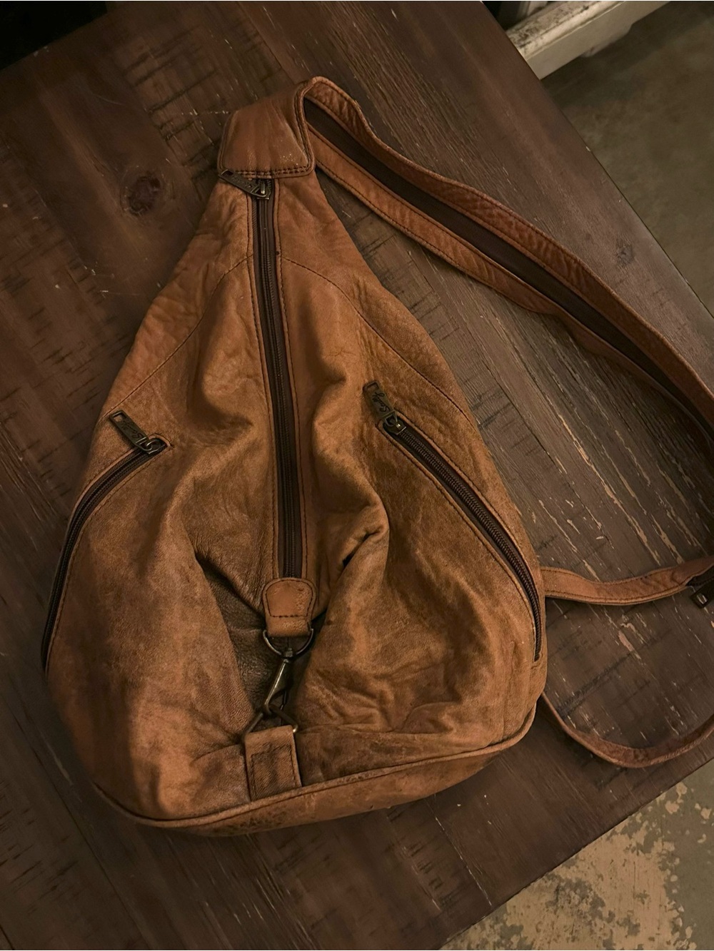 Vintage Scully Leather Convertible Sling Backpack
